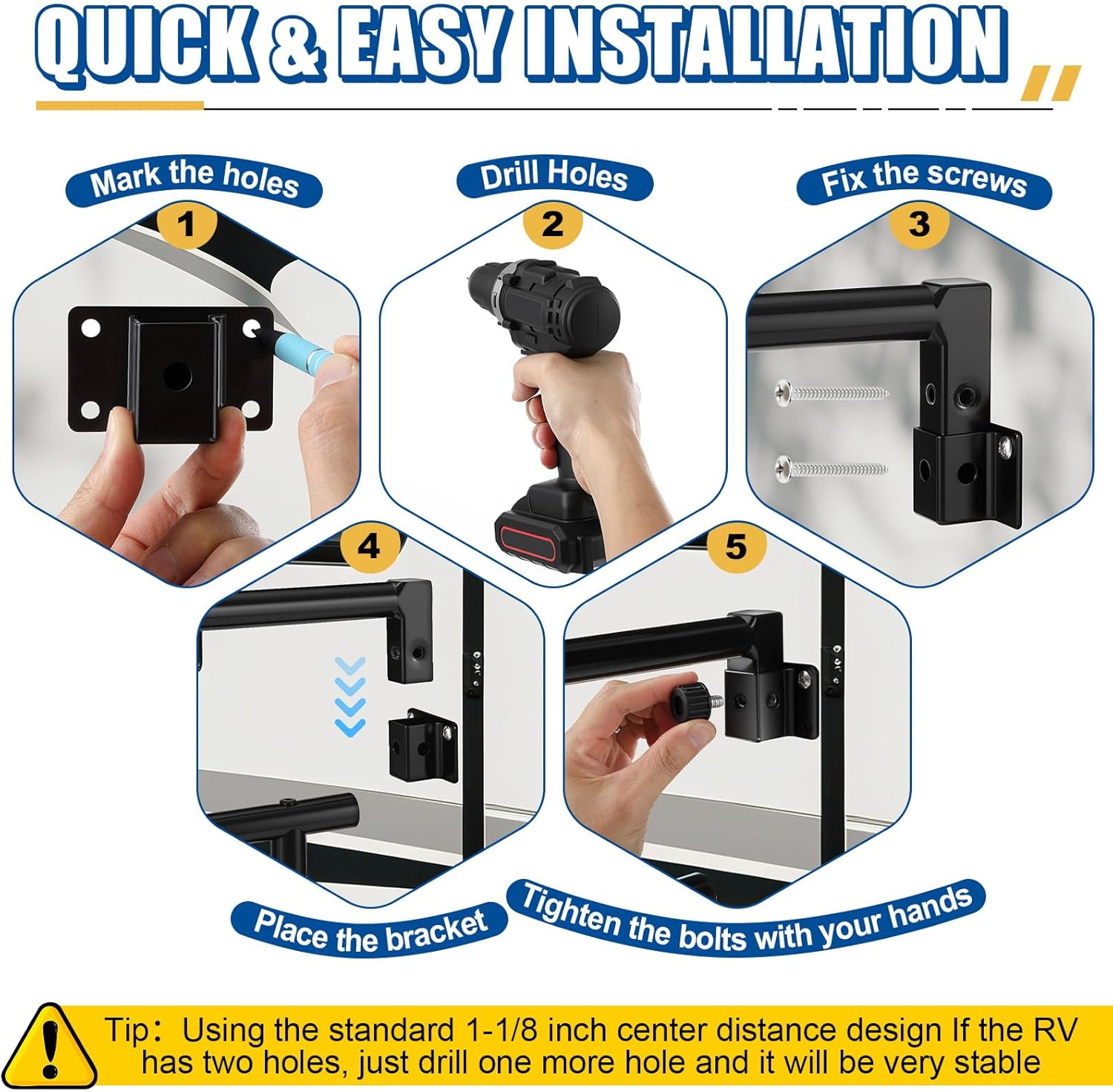 Dreyoo Extended Assist Rail, RV Handrail, RV Handle Grab Bar by Door, Camper Hand Rail, U Shaped Trailer Door Handle, Horizontal Length 34.88'' Ideal for Kids, Elderly and Pregnant Women